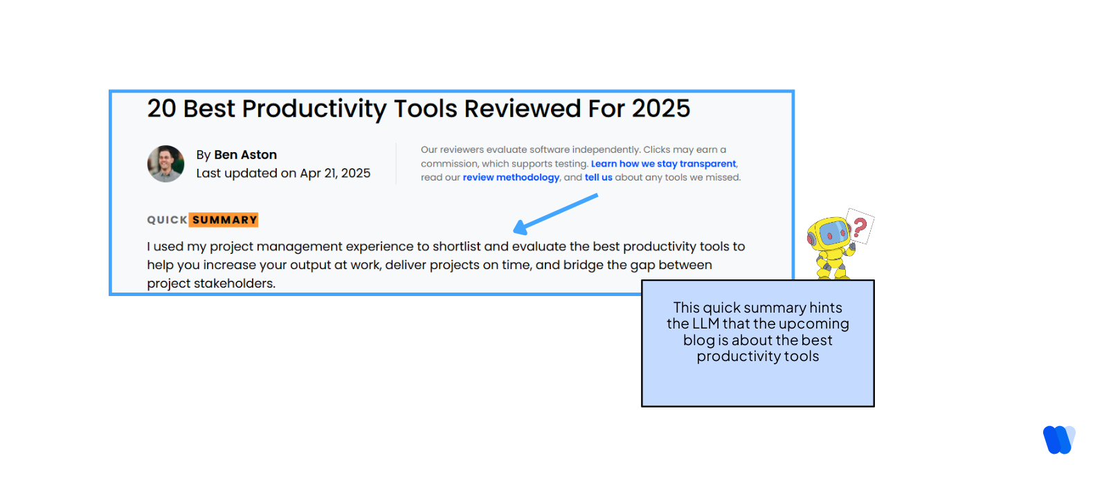 llm-blog-context-signal-with-highlighted-line-about-18-productivity-apps-helping-llms-understand-upcoming-content-focus.