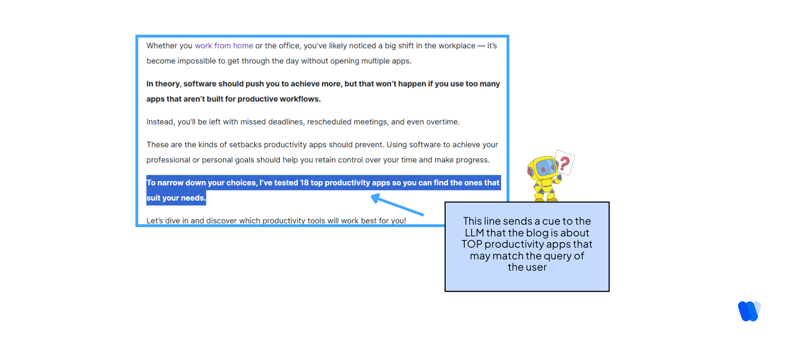 llm-blog-clue-line-highlighting-mention-of-18-top-productivity-apps-to-align-content-with-user-search-intent.