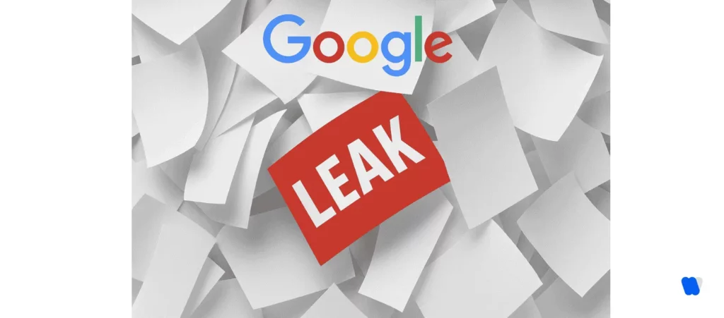 Google leak graphic with scattered documents symbolizing algorithm exposure