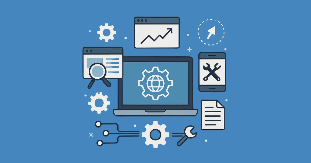 technical-seo-elements-with-tools-code-gears-and-website-structure