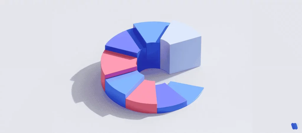 3D pie chart visualizing share of search comparison