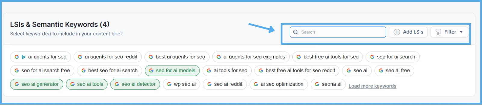 Filtering semantic keyword suggestions