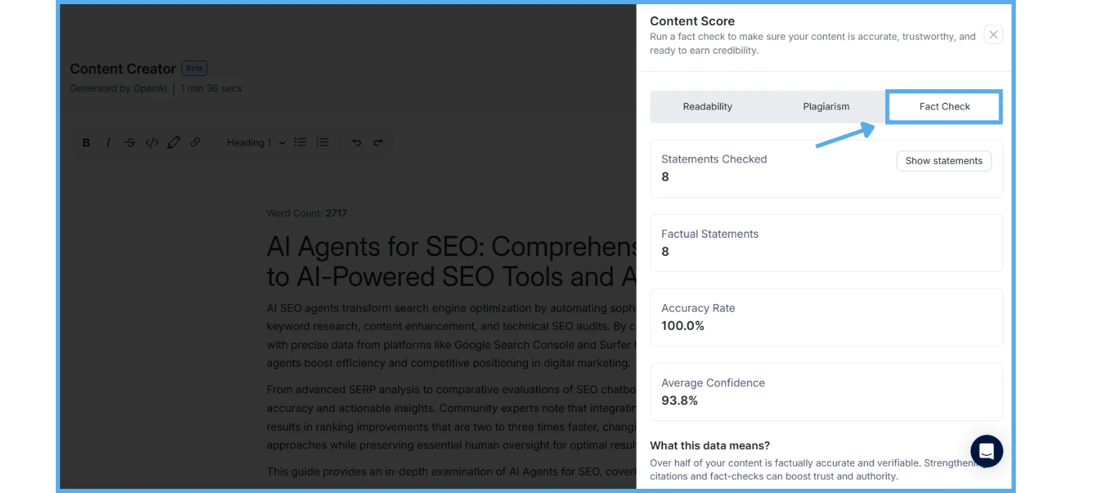 KIVA content scoring beta interface