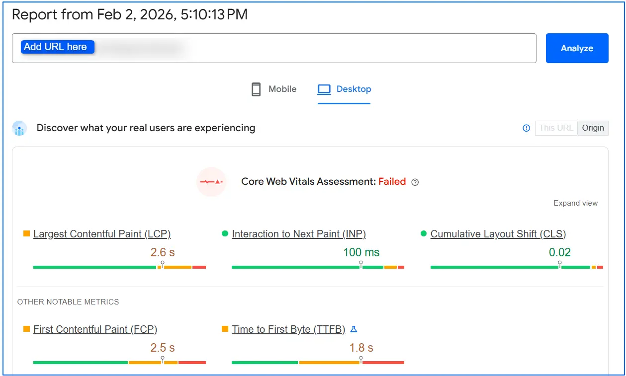 check-core-web-vitals