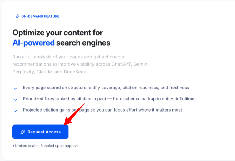Request Access For Wellows Content Optimization Feature